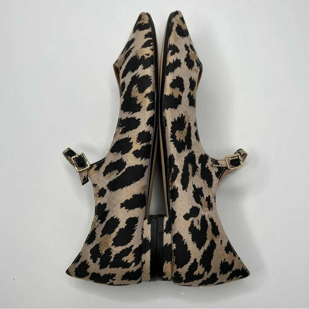Cole Haan Bridge Mary Jane Ballet Flat Animal Print Tan Black Size 9.5